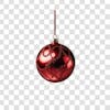 Red and silver christmas ball, 3d element, png, 4k