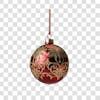 Red and silver christmas ball 3d png 4k element