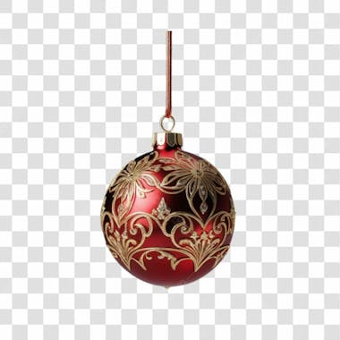 Bola de natal vermelho e prata elemento 3d png 4k