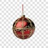 Red and silver christmas ball, 3d element png 4k.