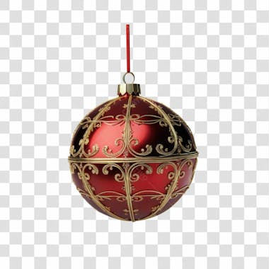 Bola de natal vermelho e prata elemento 3d png 4k