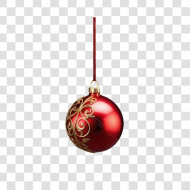 Bola de natal vermelho e prata elemento 3d png 4k