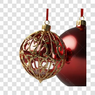 Bola de natal vermelho e prata elemento 3d png 4k