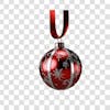 Red and silver christmas ball 3d png 4k element