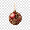 Red and silver christmas ball 3d png 4k