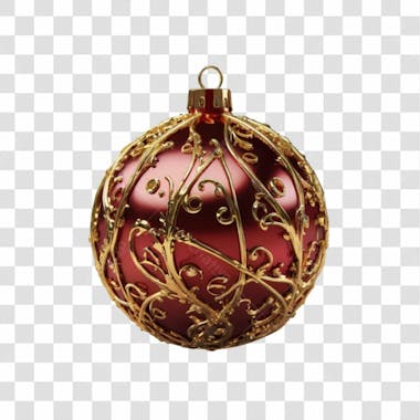 Bola de natal vermelho e prata elemento 3d png 4k