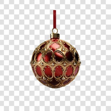 Bola de natal vermelho e prata elemento 3d png 4k