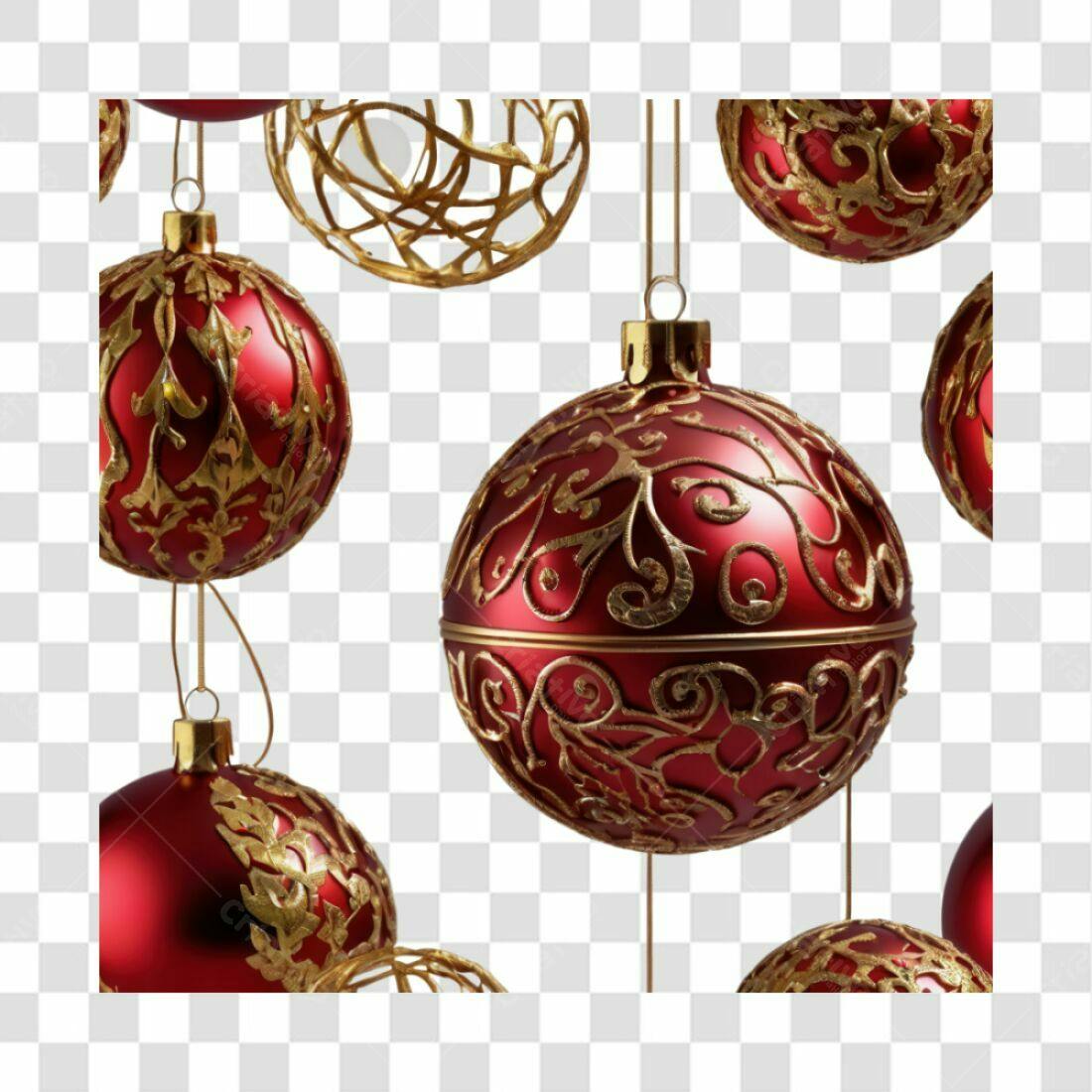 Icones Natalinos Vermelhos e Dourados PNG com fundo transparente