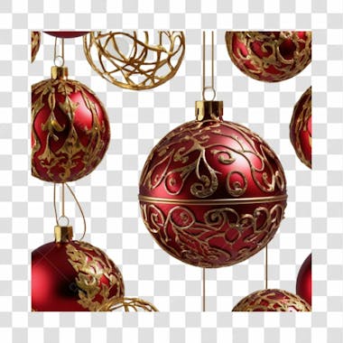 Bola de natal vermelho e prata elemento 3d png 4k