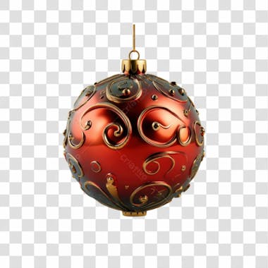 Bola de natal vermelho e prata elemento 3d png 4k