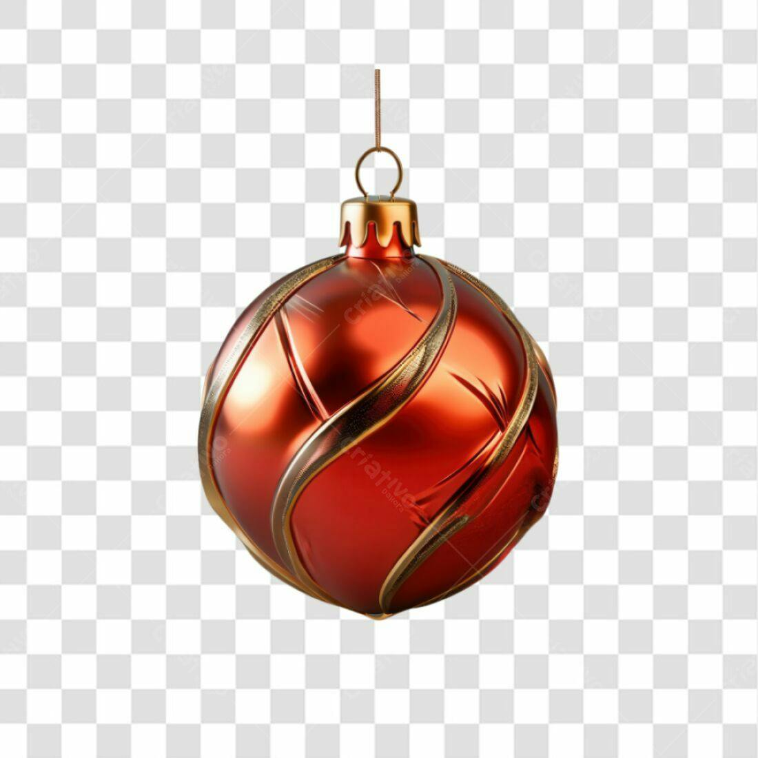 Enfeite Natalino Vermelho e Dourado PNG com fundo transparente