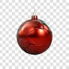 Red and silver christmas ball, 3d png element 4k