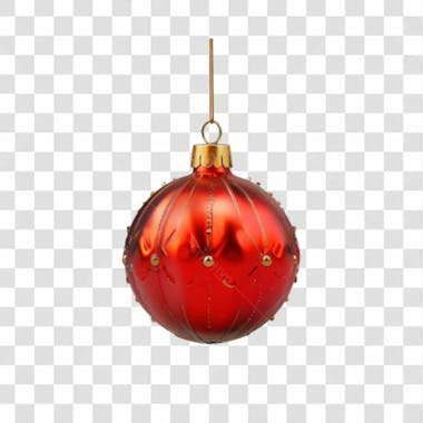 Bola de natal vermelho e prata elemento 3d png 4k