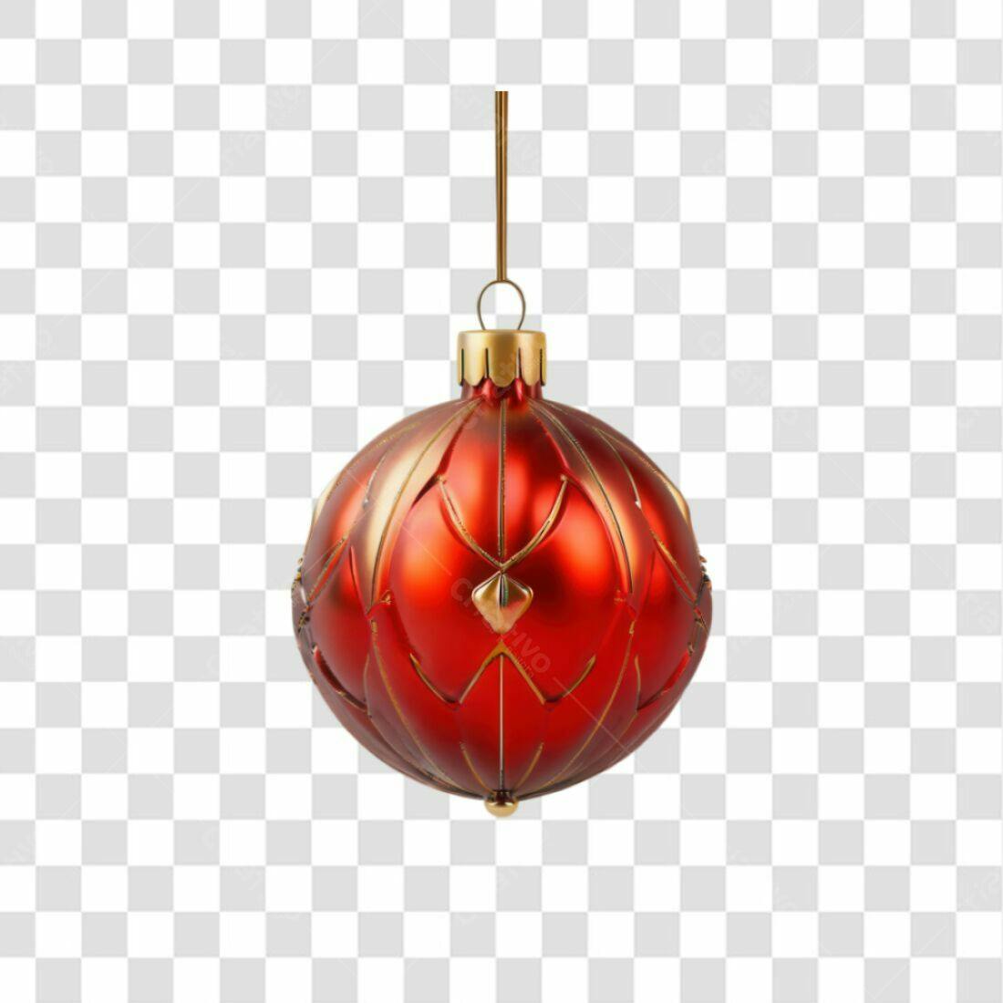 Enfeite Natalino Vermelho e Dourado PNG com fundo transparente
