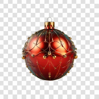 Bola de natal vermelho e prata elemento 3d png 4k