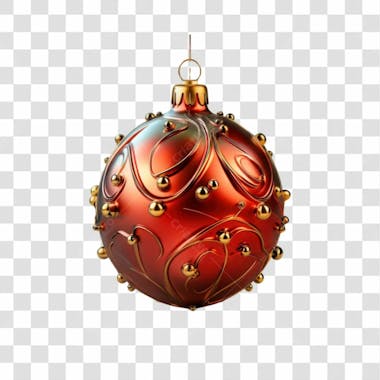 Bola de natal vermelho e prata elemento 3d png 4k