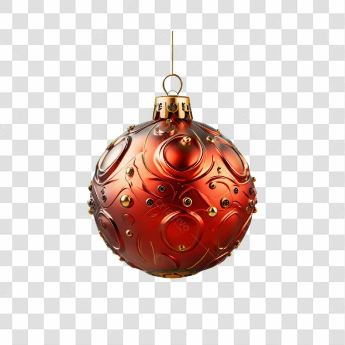 Enfeite Natalino Vermelho e Dourado PNG com fundo transparente