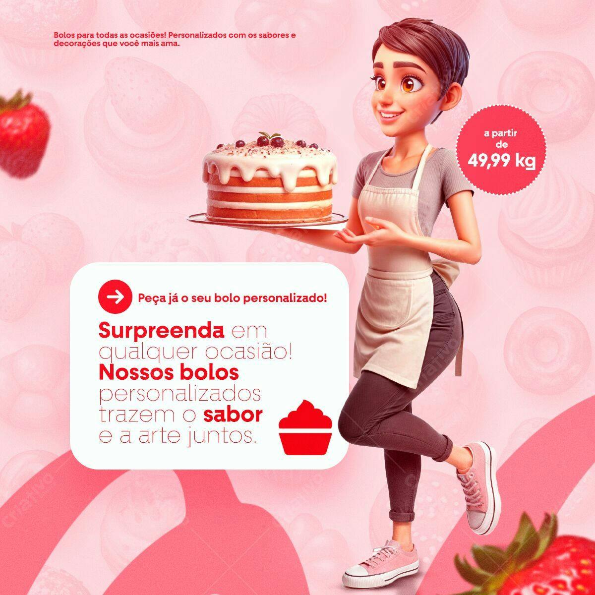 Flyer para Bolos Personalizados PSD Editável