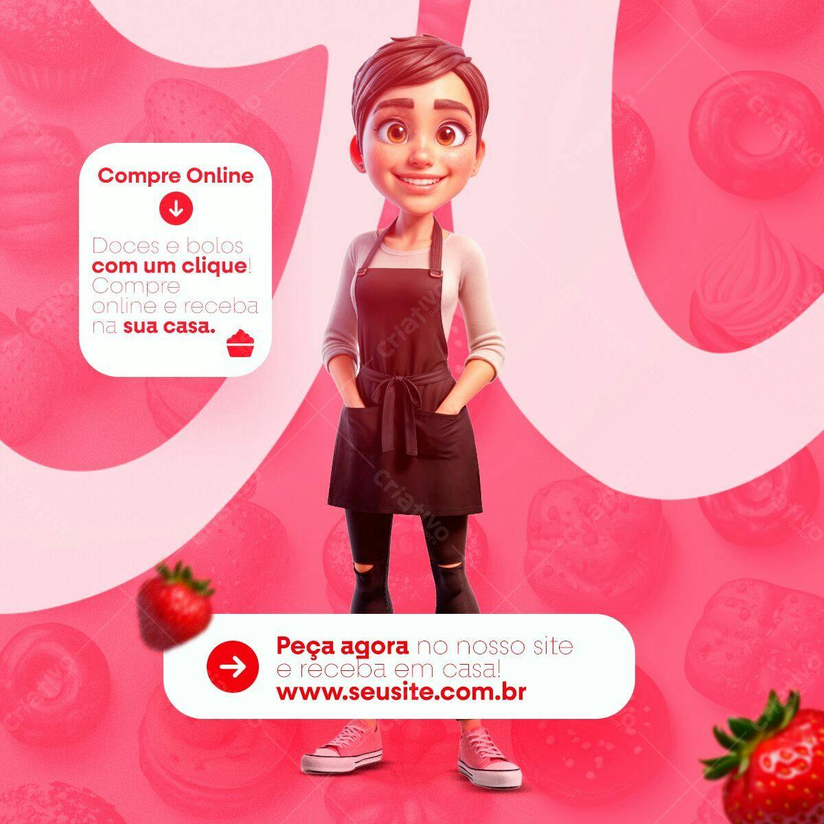 PSD Flyer para Doces e Bolos PSD Editável