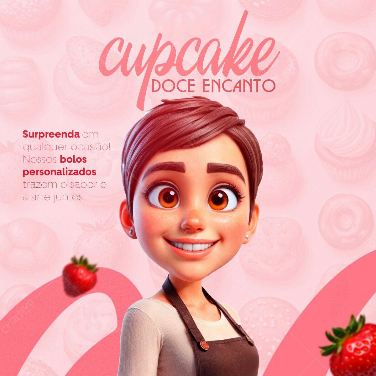 Flyer para Padaria com Personagem Cartoon PSD Editável