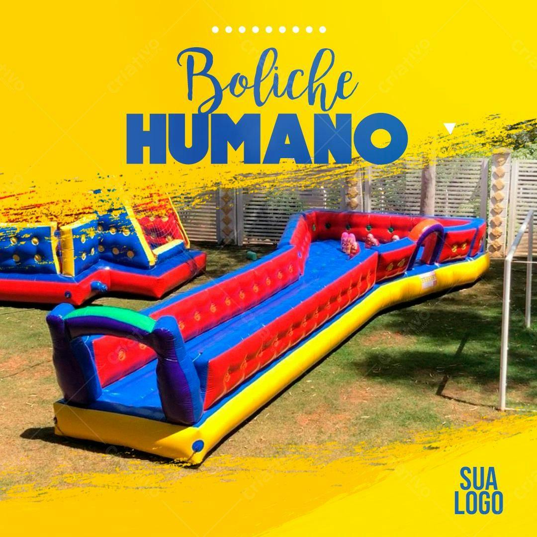 Boliche Humano para Eventos Infantis PSD Editável