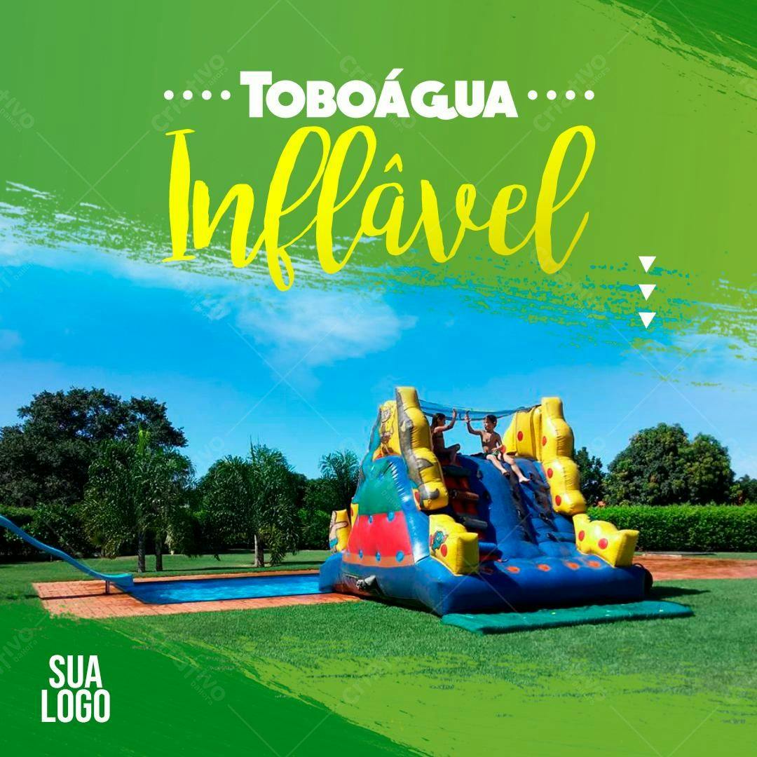 Flyer Tobogã Inflável para Festa de Verão PSD Editável