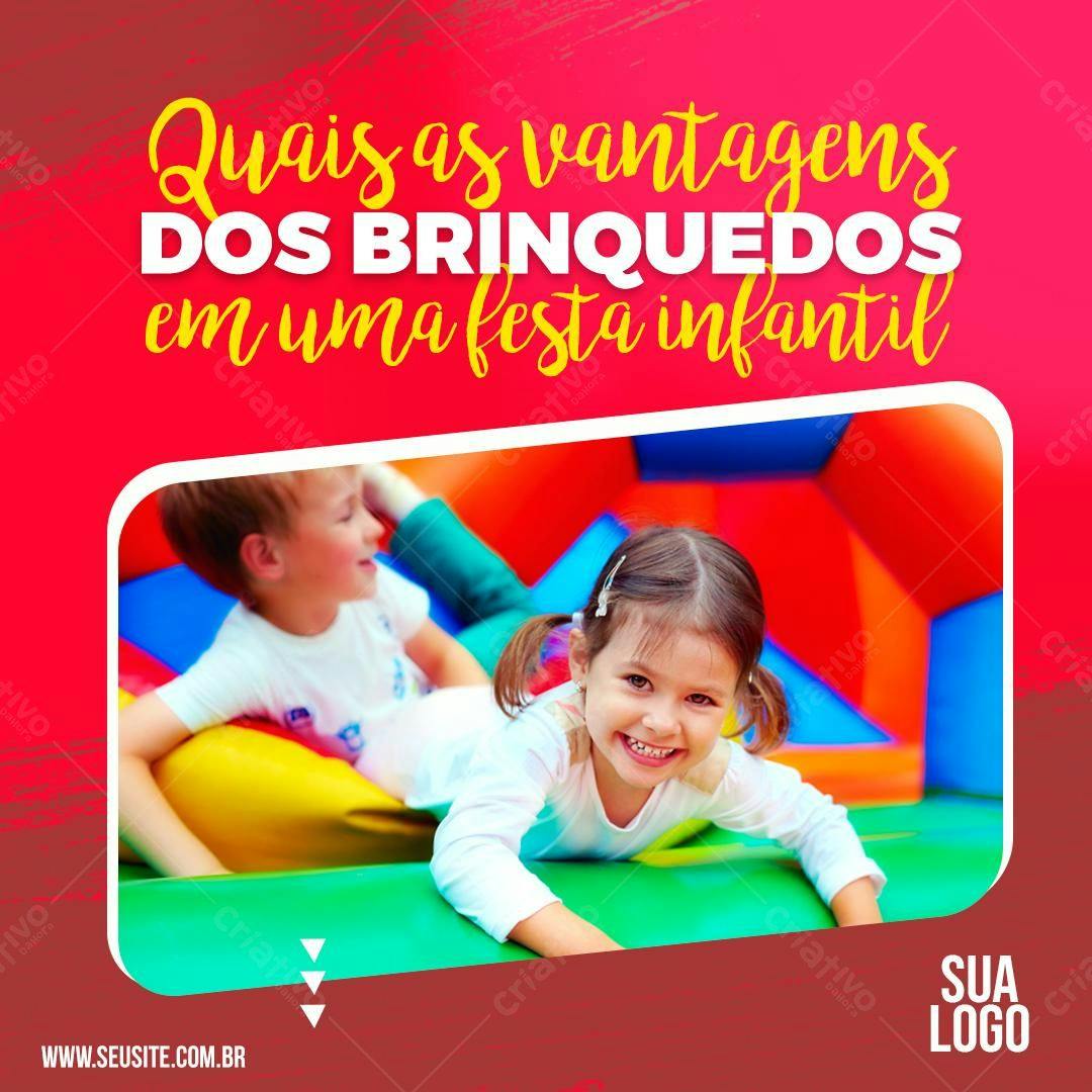 Flyer Festa Infantil com Brinquedos PSD Editável