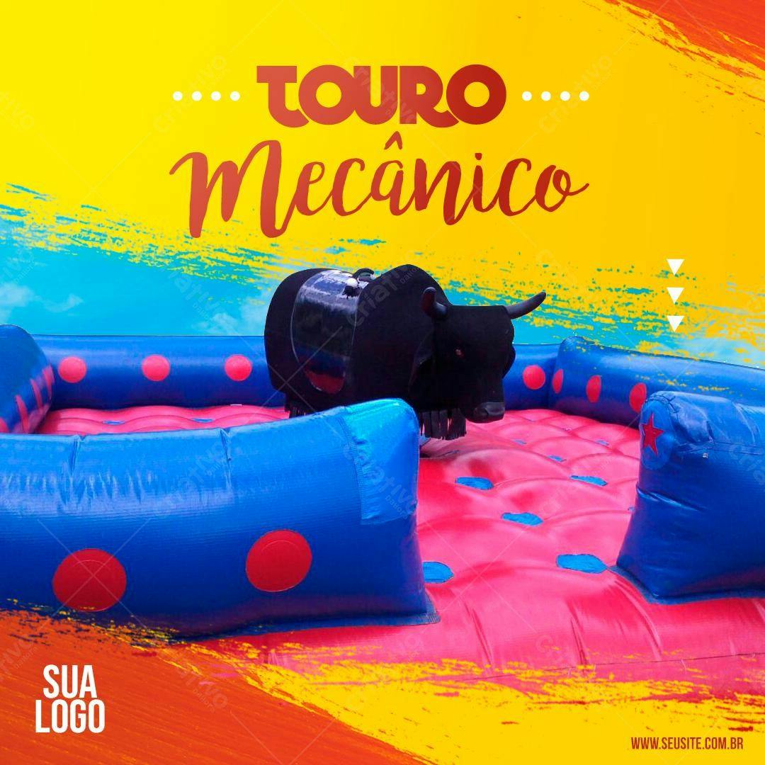 Flyer para Festa de Rodeio com Touro Mecânico PSD Editável