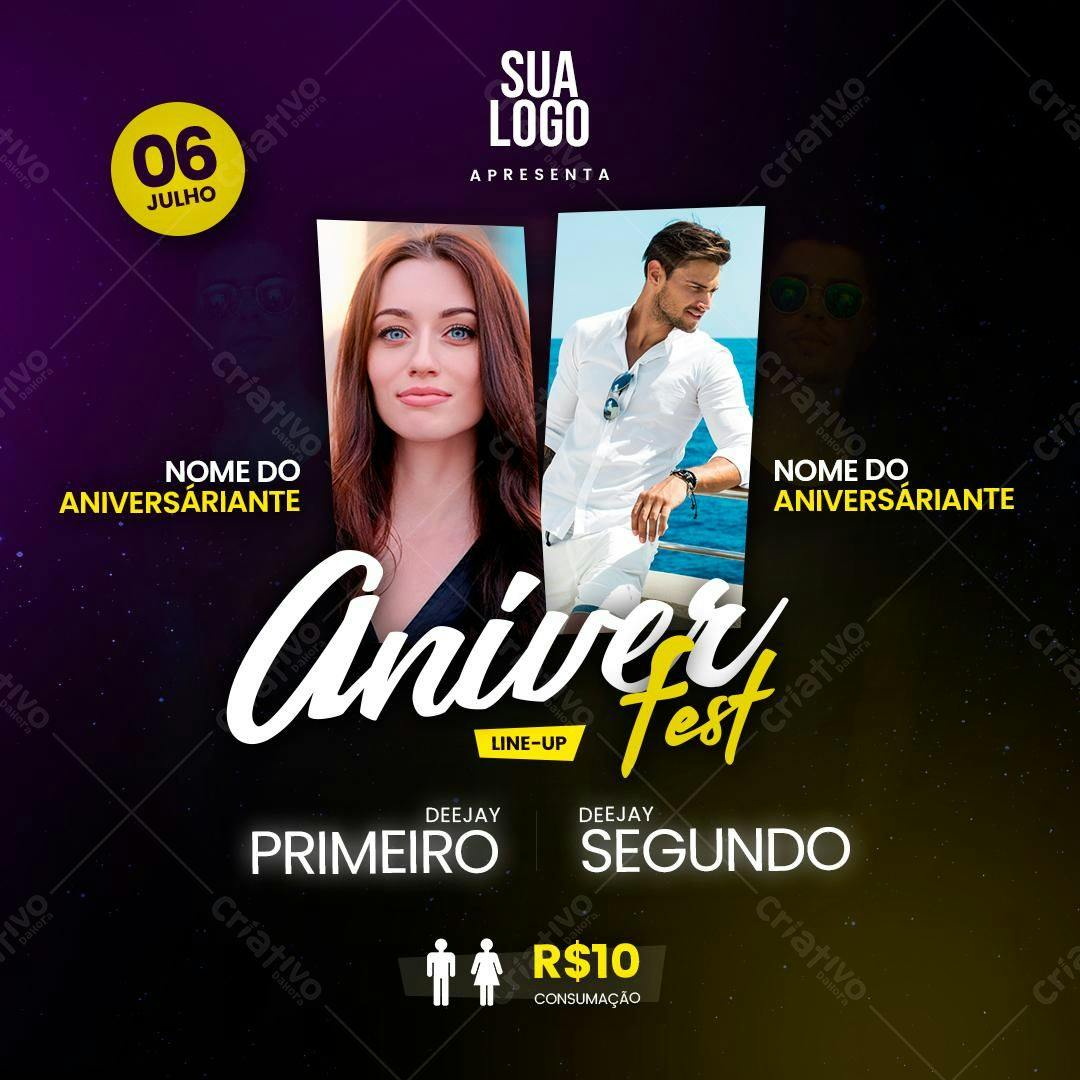 Flyer para Festa de Aniversário PSD Editável