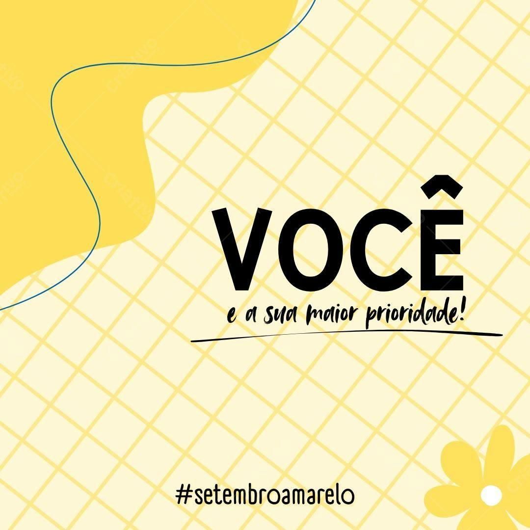 Post Instagram Setembro Amarelo Amarelo e branco Editável no Canva