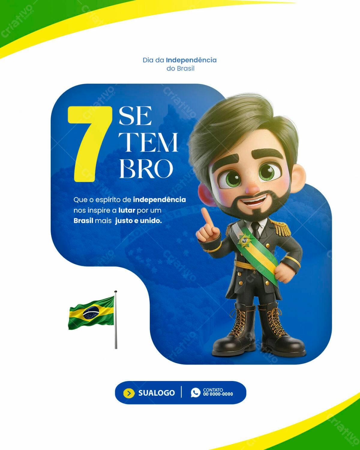 Postagem Dia da Independência Brasil PSD Editável