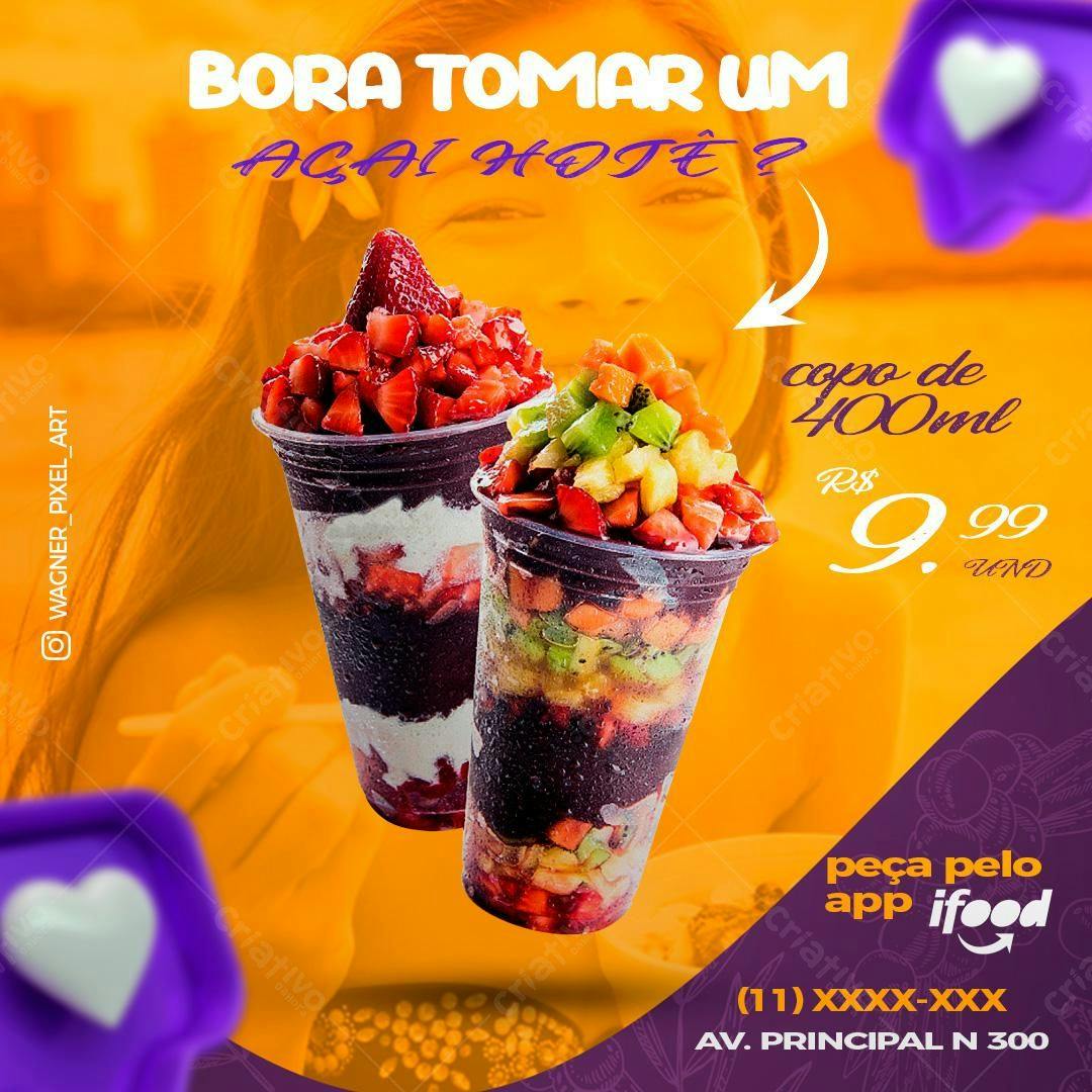 Flyer para Promoção de Açaí PSD Editável