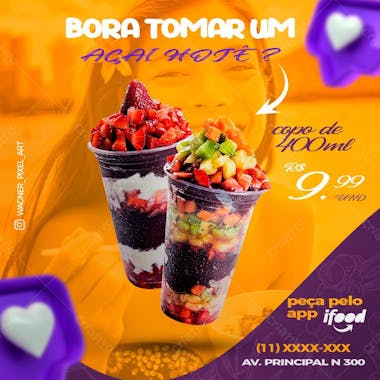 Flayer açai no copo