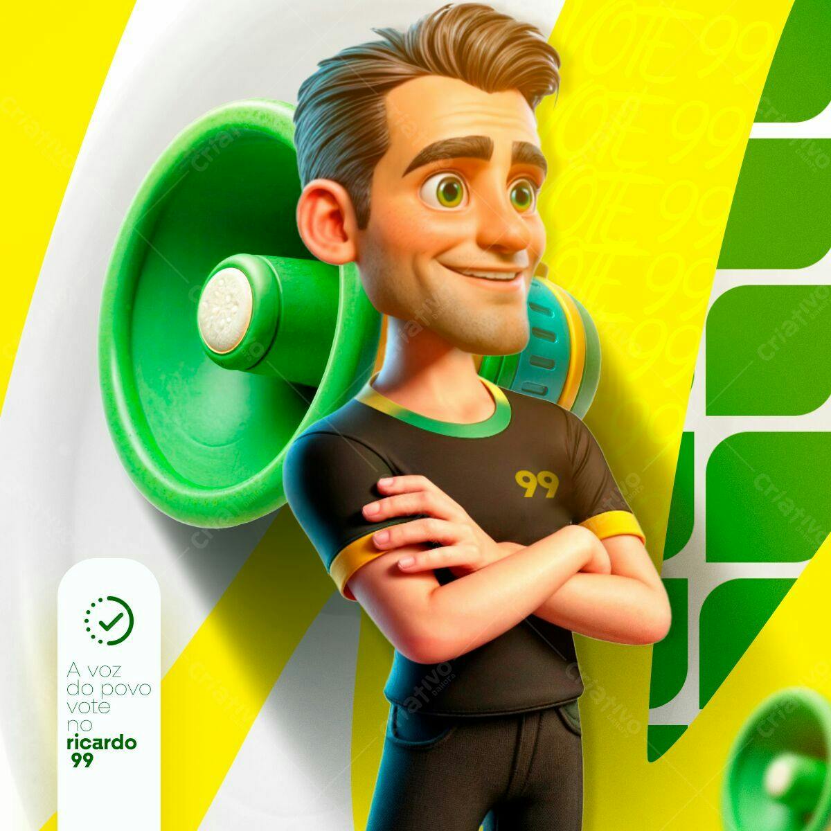 PSD Personagem Cartoon para Campanha Eleitoral PSD Editável