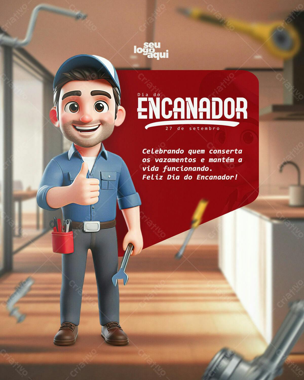 Post para o Dia do Encanador PSD Editável