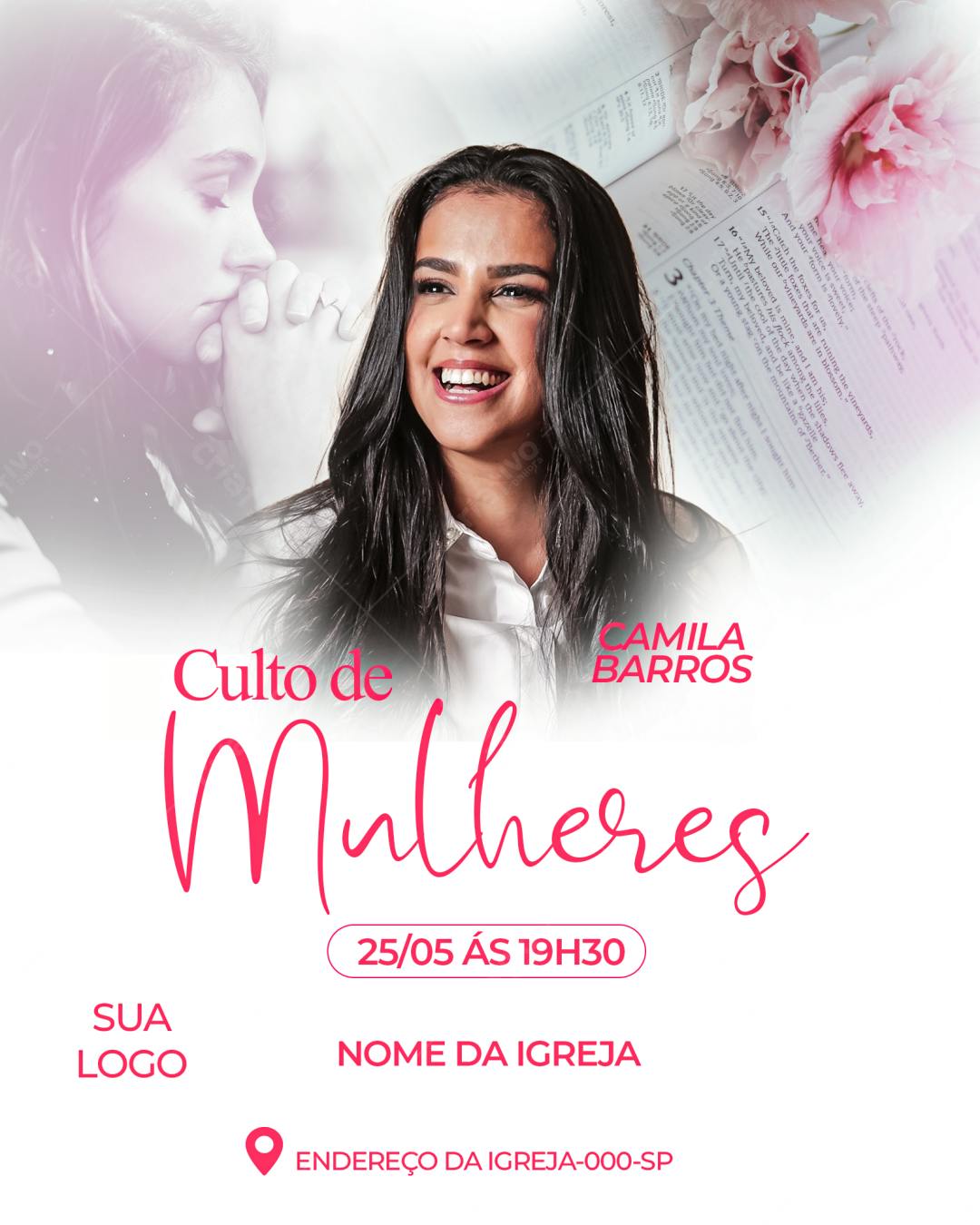 Flyer para Culto de Mulheres PSD Editável