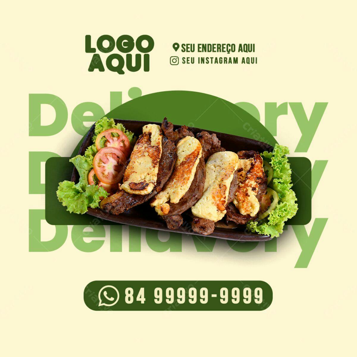 Flyer Delivery Churrasco com Queijo Coalho PSD Editável