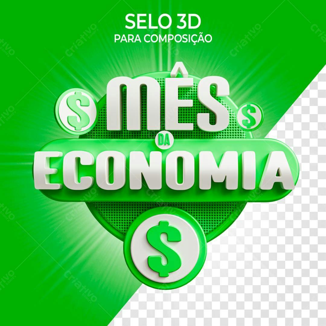 Selo 3D para Mês da Economia PSD Editável