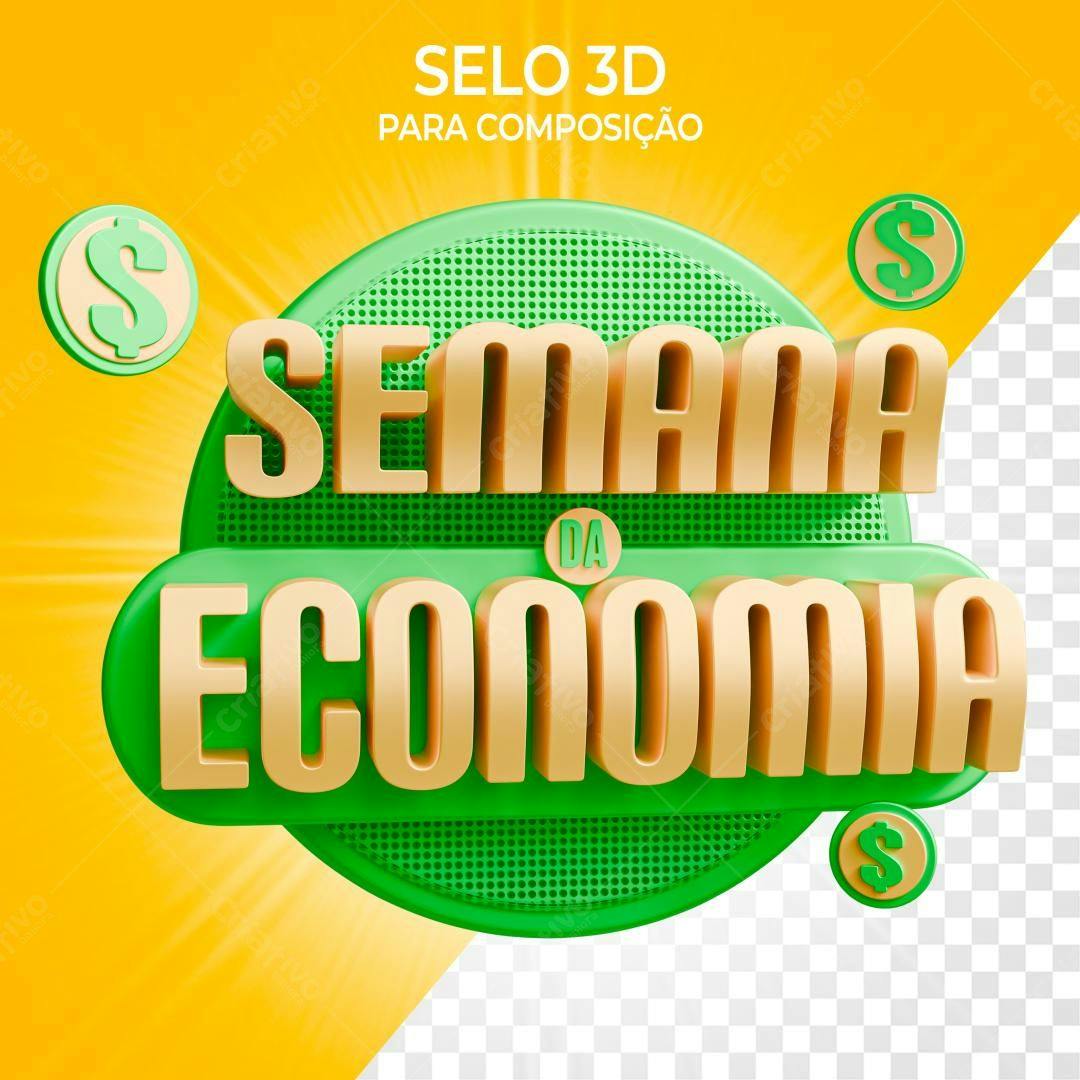 Selo 3D Semana da Economia PSD Editável