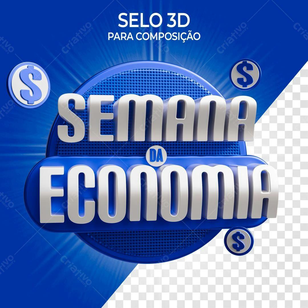 Selo 3D Semana da Economia PSD Editável