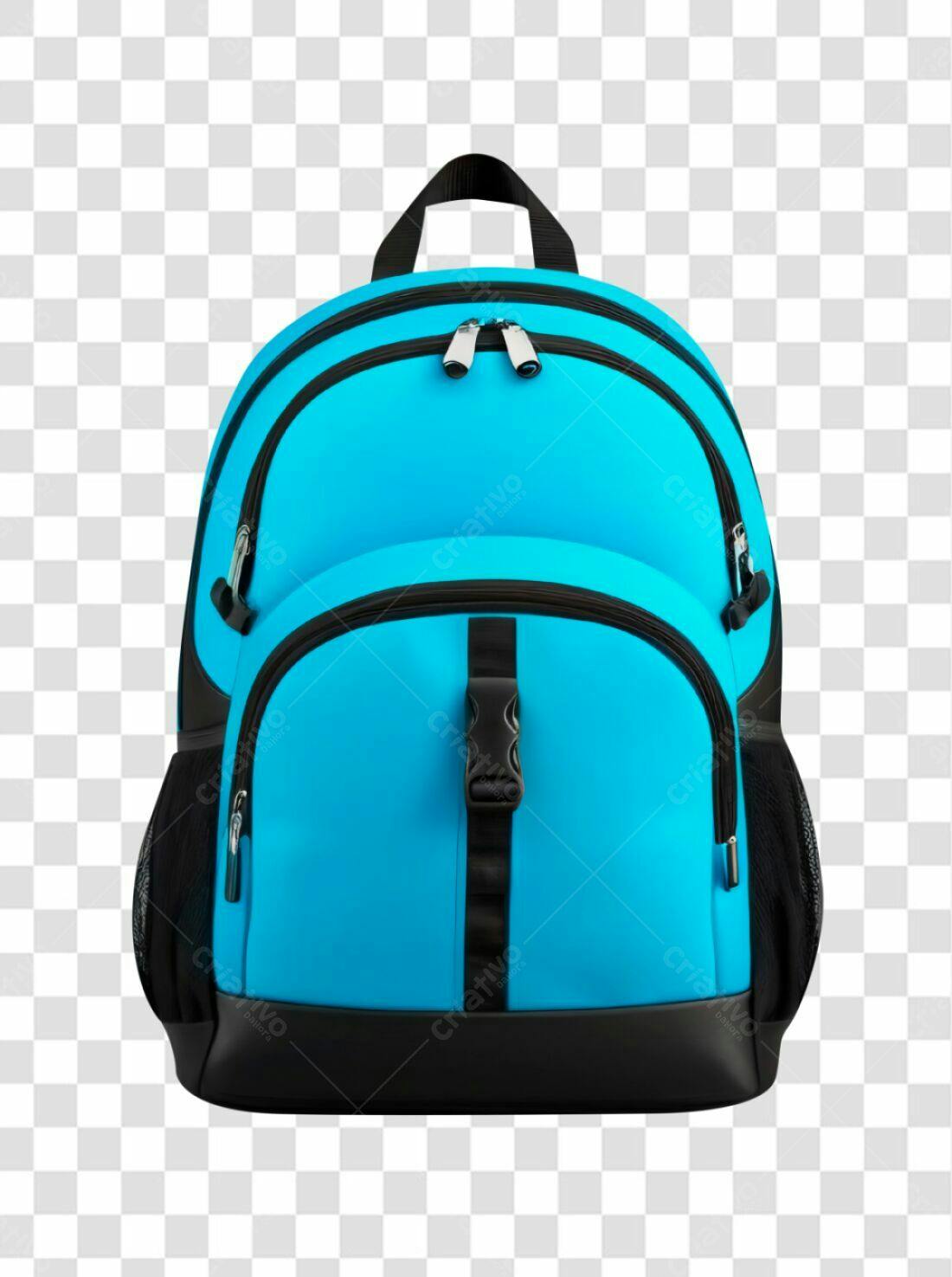 Icone Mochila Escolar Azul e Preto PNG com fundo transparente