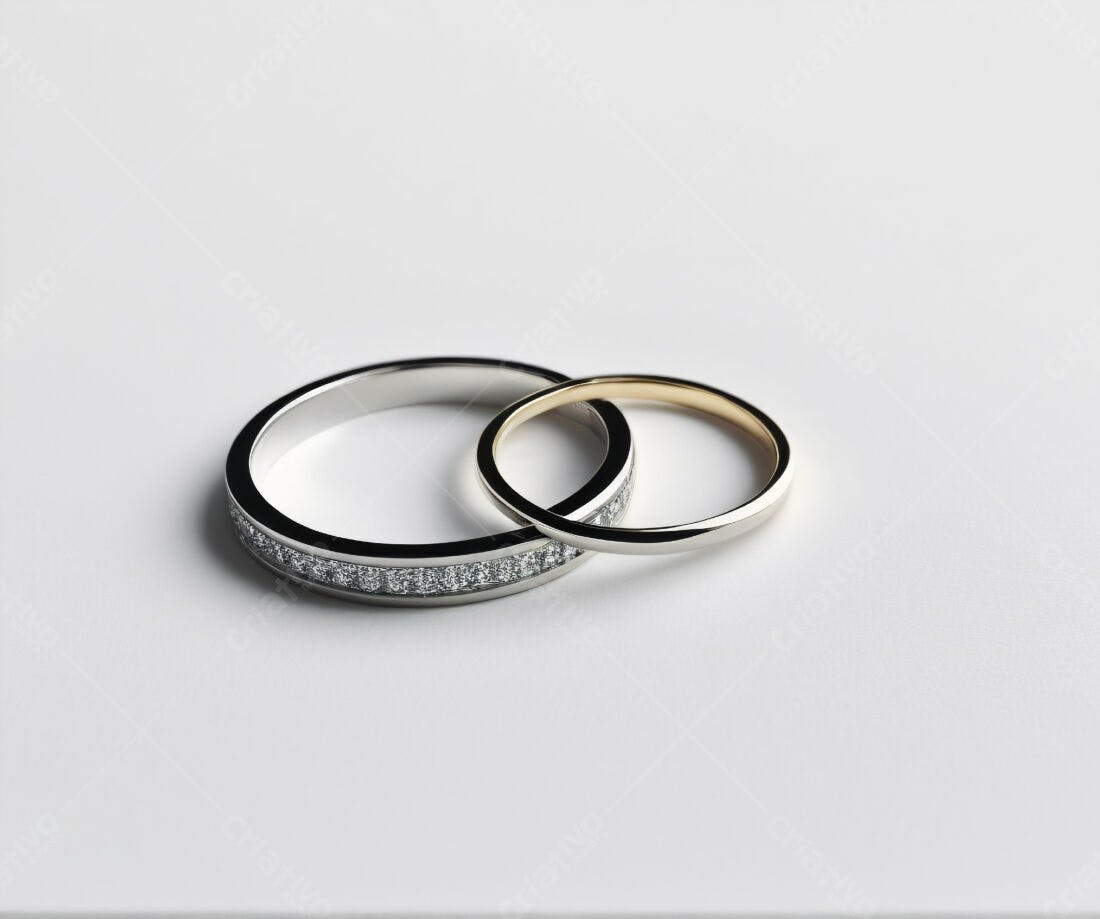 Alianças de casamento em prata e ouro