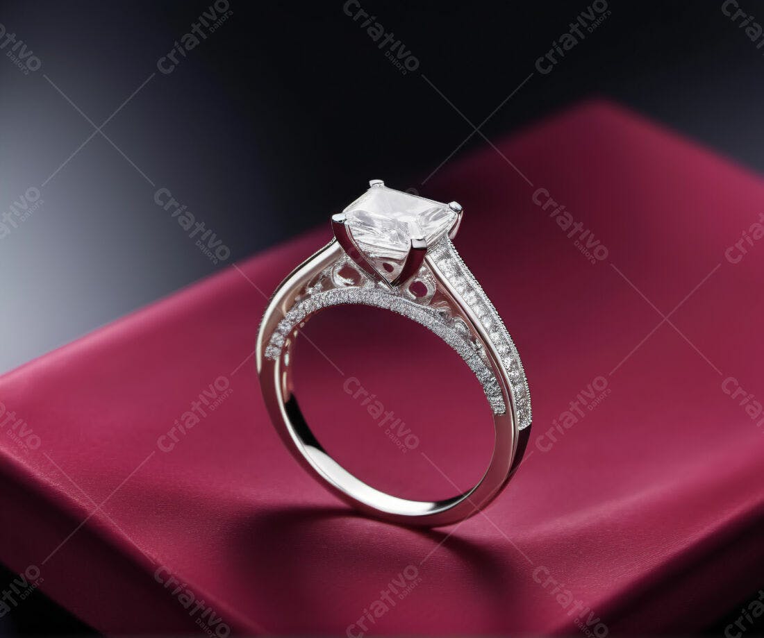 Anel de Diamante Solitário em Caixa Vermelha