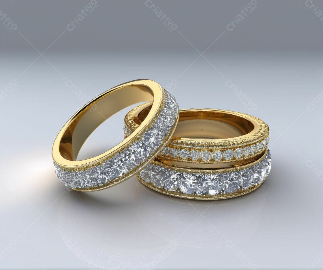 Alianças de ouro com diamantes