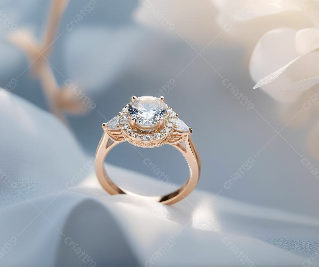 Anel de Diamante em Ouro Rosa
