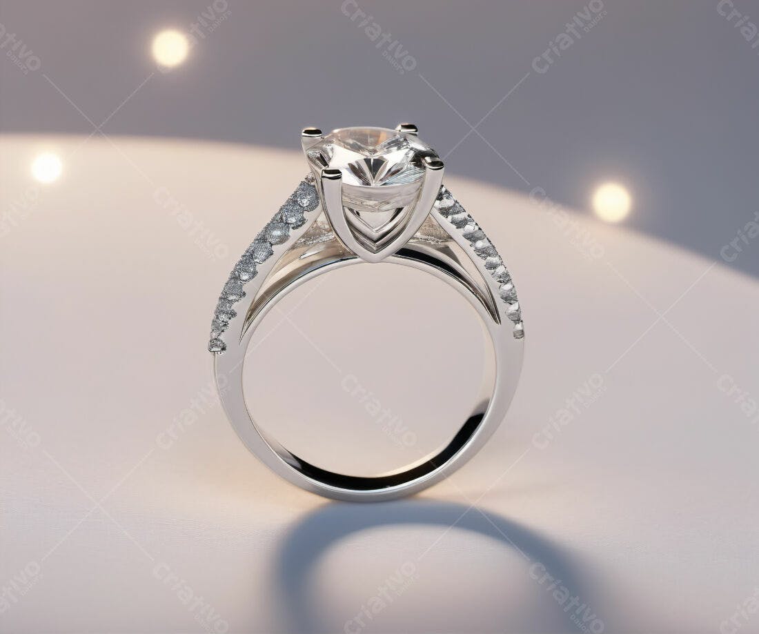 Aliança de diamante brilhante em prata
