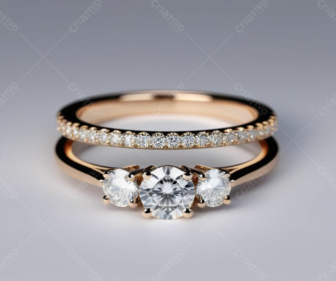 Alianças de diamante ouro rosa
