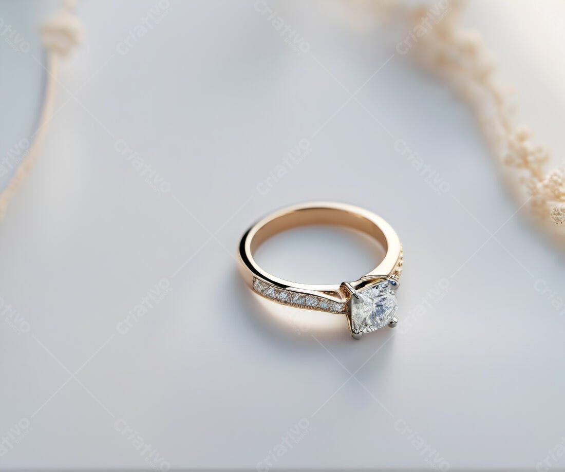 Aliança de diamante em ouro rosa