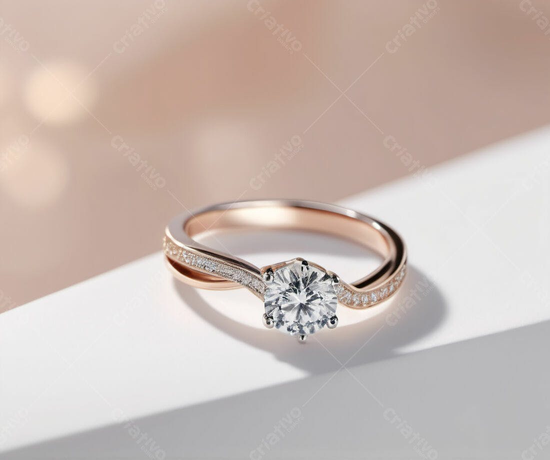 Aliança de Diamante Ouro Rosa e Branco