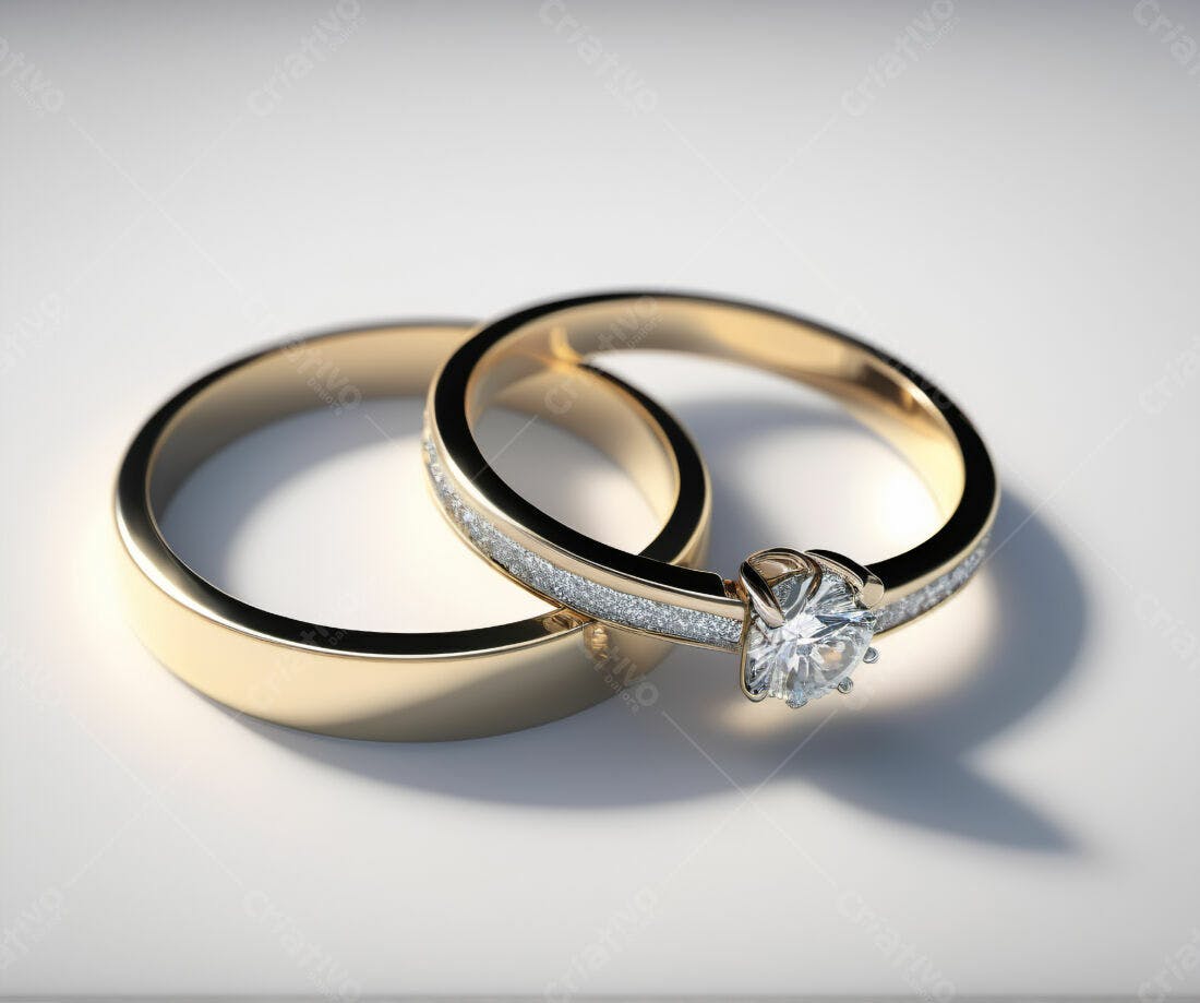 Alianças de casamento ouro e diamante